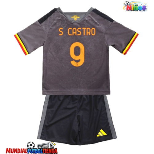 Camiseta AS Roma Santiago Castro #9 Tercera Equipación Replica 2026-27 para niños mangas cortas (+ Pantalones cortos)